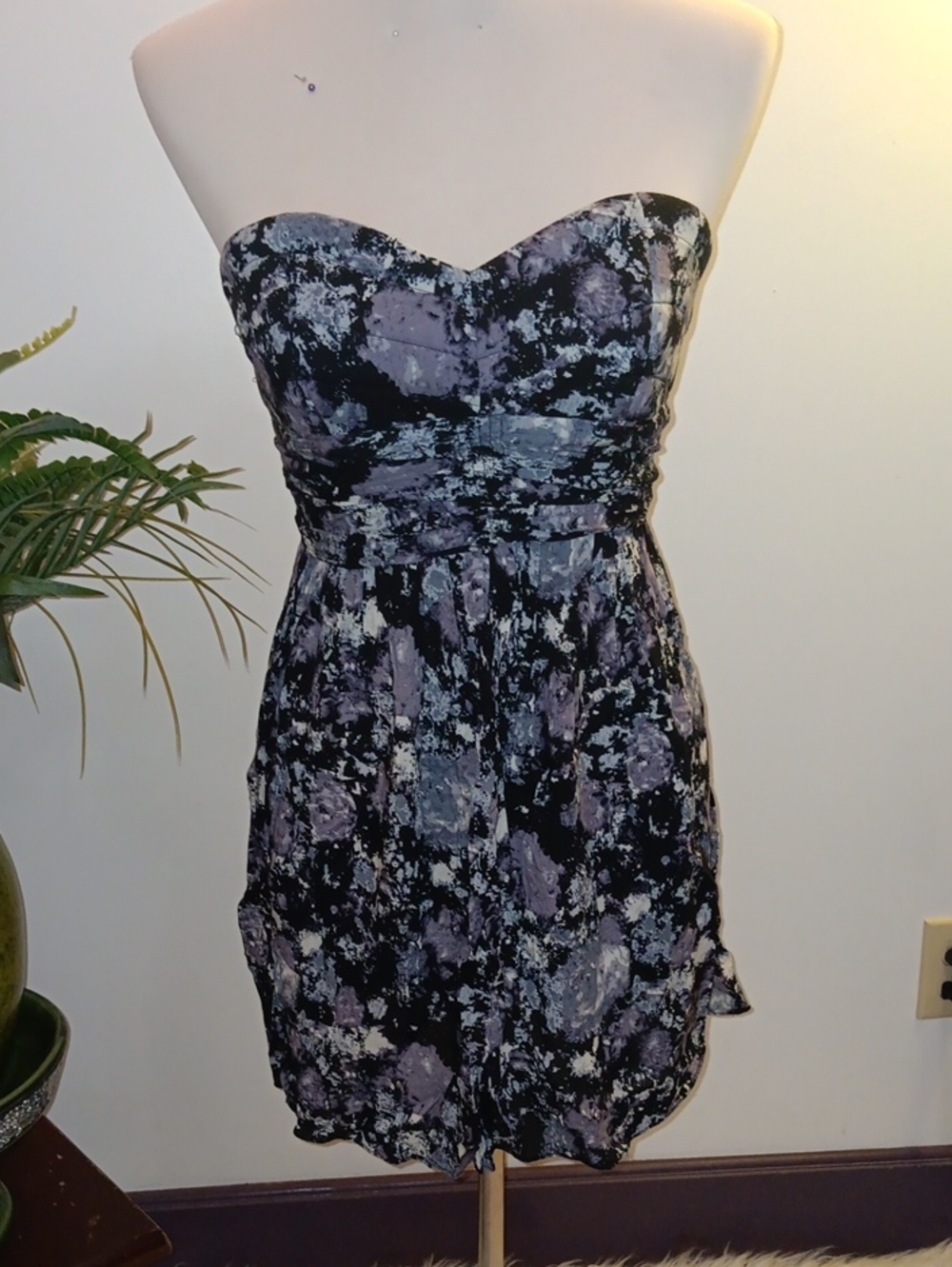 Strapless Abstract Print Dress
